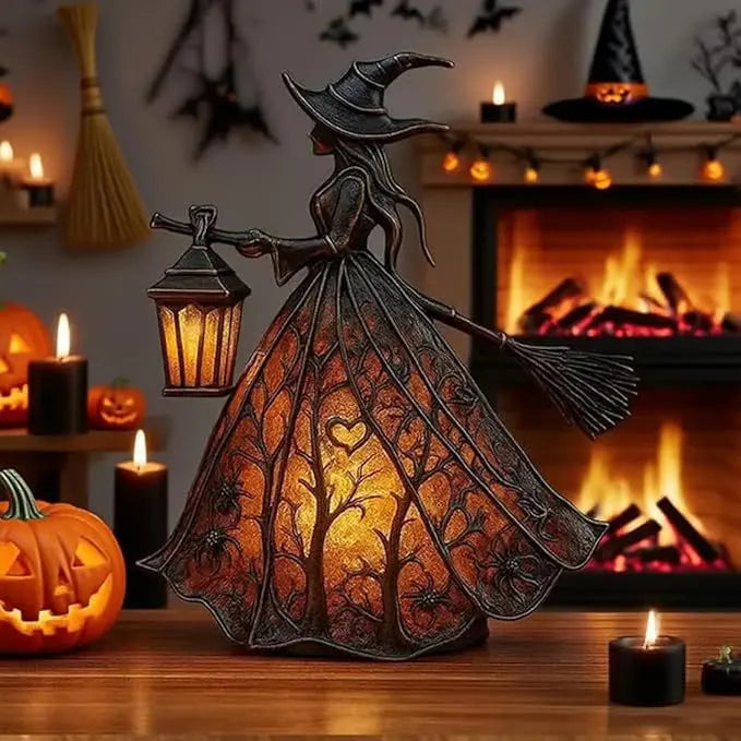 🧙‍♀️ Halloweeni boszorkánylámpa – Egy gótikus, lámpás alakú, rejtélyes dekorációs elem; egyedi díszként, asztali lámpaként vagy éjszakai fényként is szolgálhat.