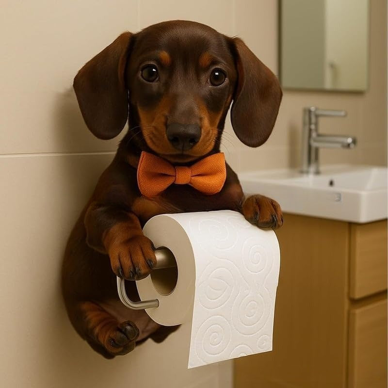 🐕 WC-papír-tartó aranyos kiskutyás mintával