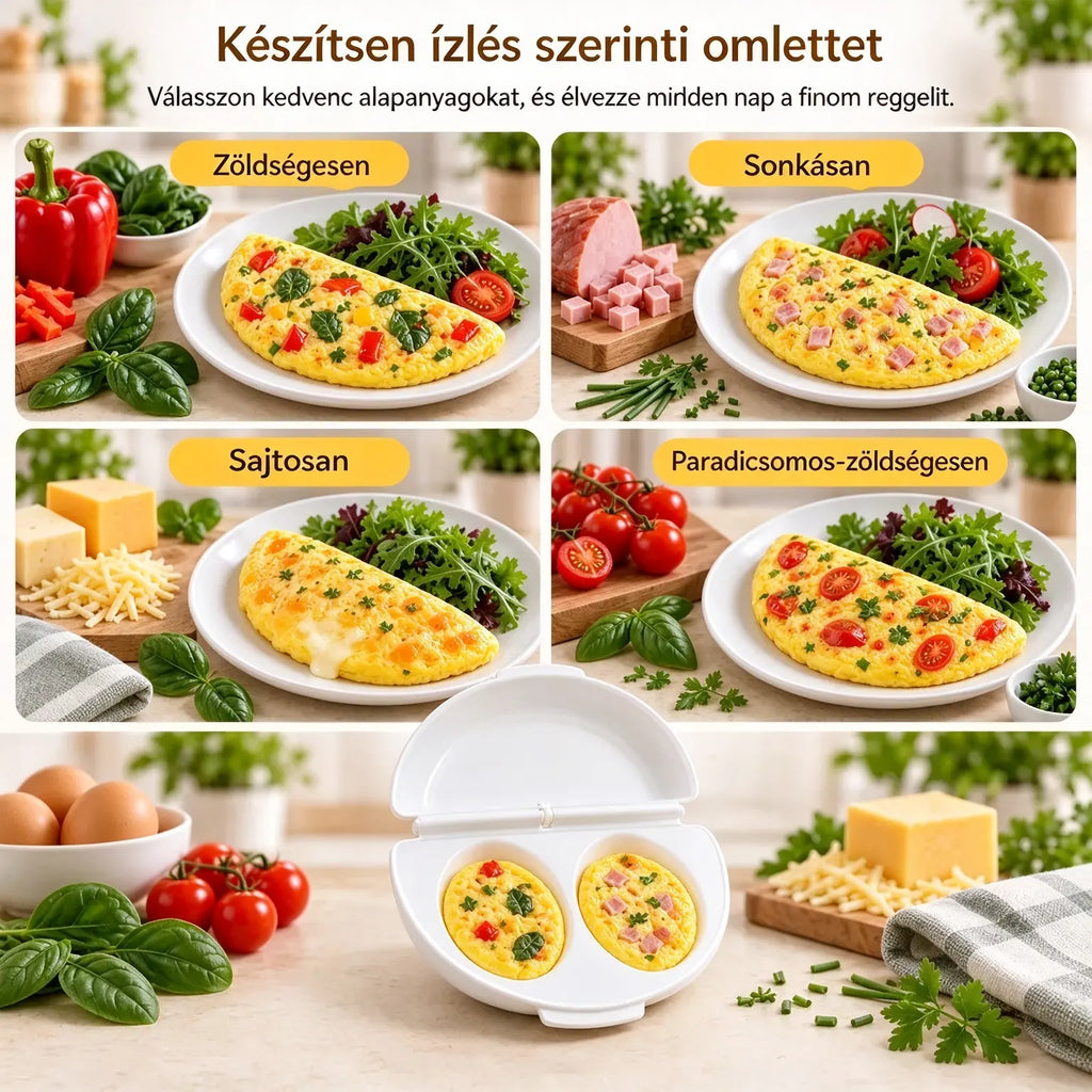 🔥Csak 7700 Ft 2 főre!🍳 Tökéletes reggeli percek alatt elkészül! Mikrós omlettforma 🥚