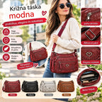 Modern, vintage stílusú női keresztpántos táska – puha műbőr (PU) anyag – többrekeszes kialakítás, nagy kapacitás