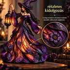 🧙‍♀️ Gótikus halloweeni boszorkányfigura LED-es lámpással 🧙‍♀️