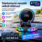 📱 RGB autós tartó automatikus rögzítéssel és 15 W-os vezeték nélküli töltéssel