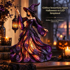 🧙‍♀️ Gótikus halloweeni boszorkányfigura LED-es lámpással 🧙‍♀️