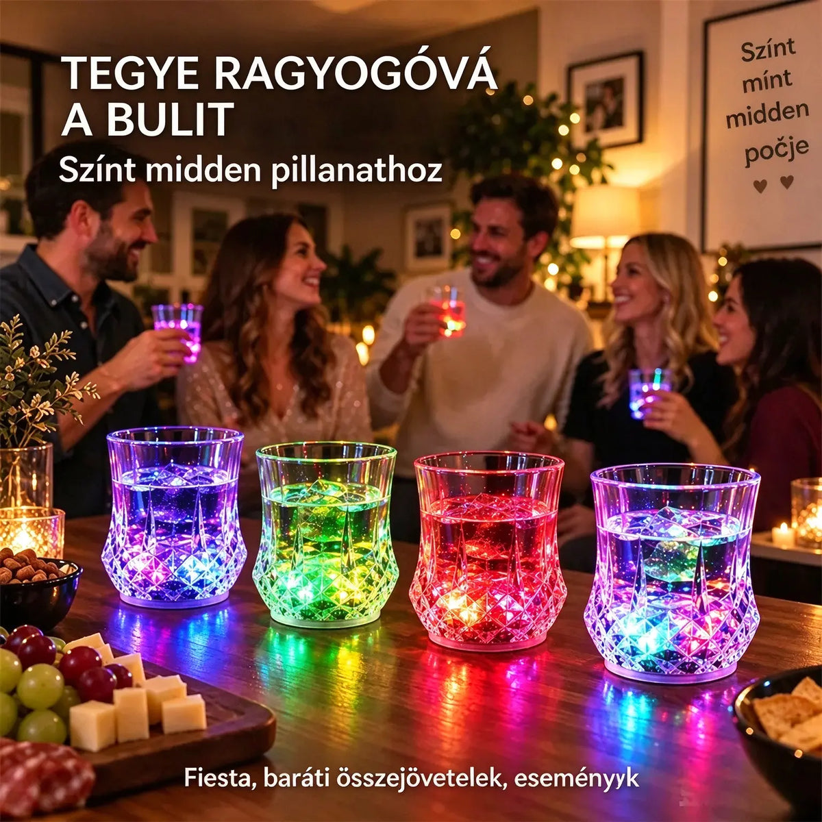 ✨💎Kristálypohár-készlet folyadék hatására aktiválódó LED-fénnyel🥂