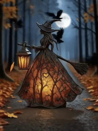 🧙‍♀️ Halloweeni boszorkánylámpa – Egy gótikus, lámpás alakú, rejtélyes dekorációs elem; egyedi díszként, asztali lámpaként vagy éjszakai fényként is szolgálhat.