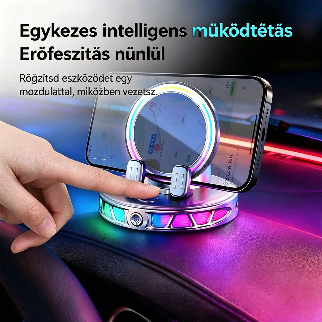 📱 RGB autós tartó automatikus rögzítéssel és 15 W-os vezeték nélküli töltéssel