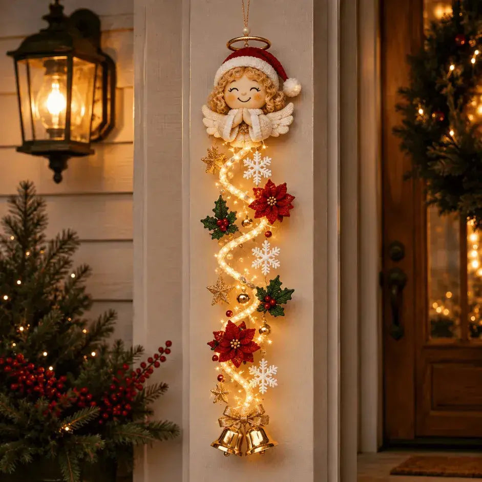 🎄 MerryCascade világító karácsonyi ajtódíszek | 6 ünnepi minta, meleg fény, 3D részletek és helytakarékos, függőleges kialakítás ✨