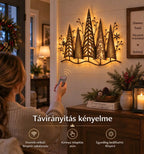 🎄🕯️ Vintage stílusú, erdei motívumos és világítással ellátott fém falidísz 🌙