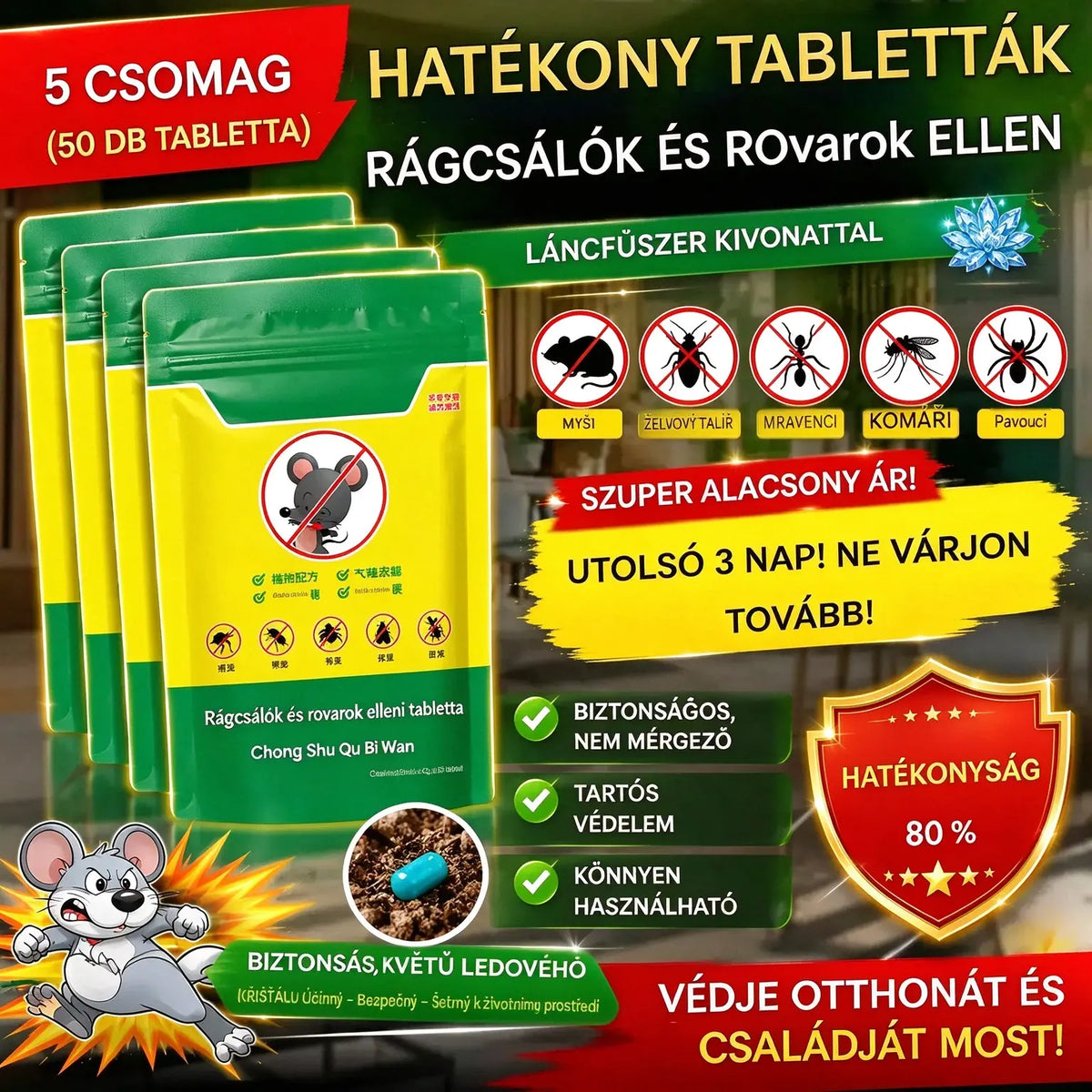 【Szuper alacsony ár – 🔥 Már csak 3 nap】Ice Crystal Flower – Hatékony patkány- és rovarirtó granulátum.