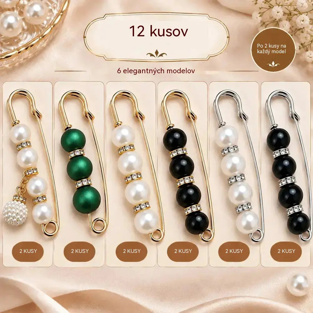 ✨ Elegáns gyöngyös csatok derékkarcsúsításhoz vagy a nyakkivágás igazításához (12 darabos készlet: 6-féle stílus × 2 darab) 👗 | 💎 Nem igényel varrást · Elegáns és praktikus