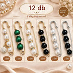 ✨ Elegáns gyöngyös csatok derék- és nyakkivágás-szűkítéshez (12 darabos készlet: 6-féle stílus × 2 darab) 👗 | 💎 Varrásmentes · Elegáns és praktikus