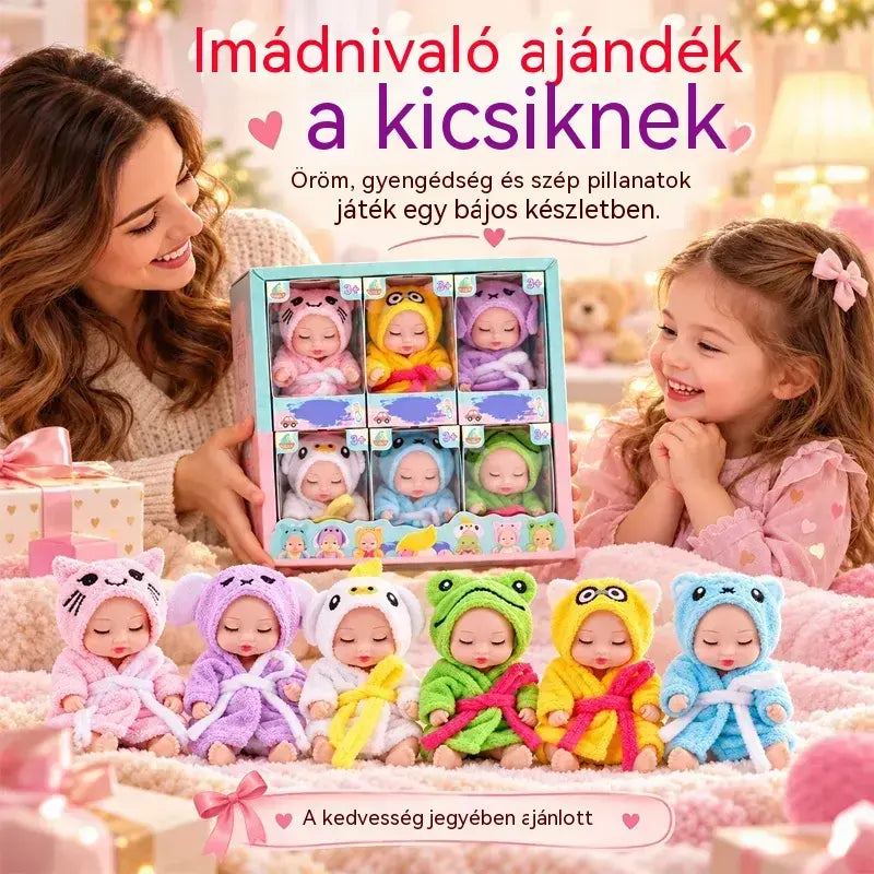 👶 Reborn baba ajándékszett – Állatjelmezekbe öltöztetve! Imádnivaló, alvó babaarcok · 6 babából álló készlet díszdobozban · Tökéletes ajándék gyerekeknek!