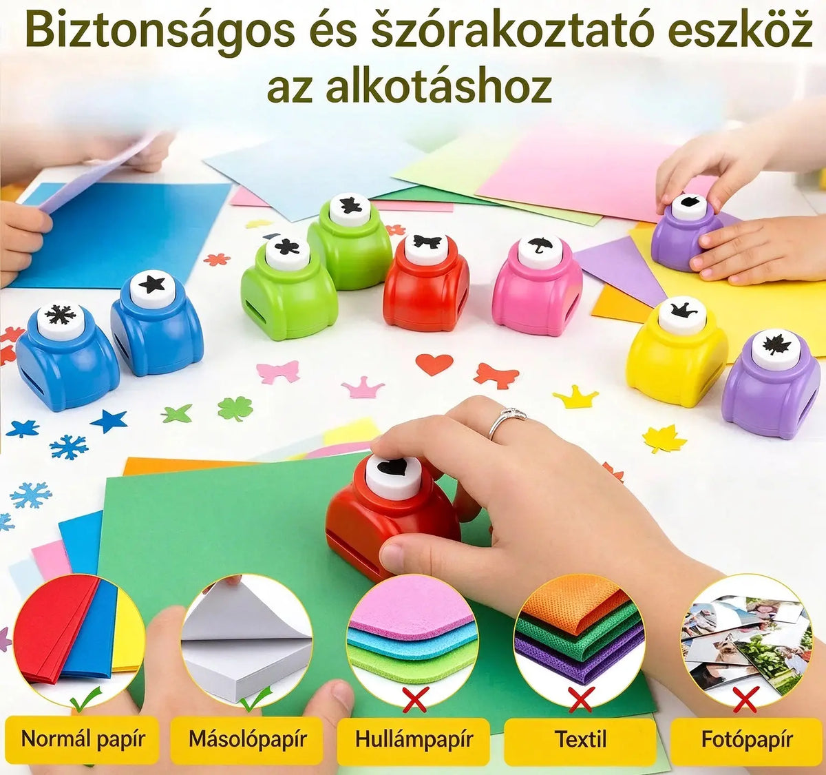 10 darabos csomag mindössze 7500 Ft-ért ✨✂️ Kreatív virág alakú lyukasztó gyerekeknek – Oktatójáték és kézműves eszköz kombinációja