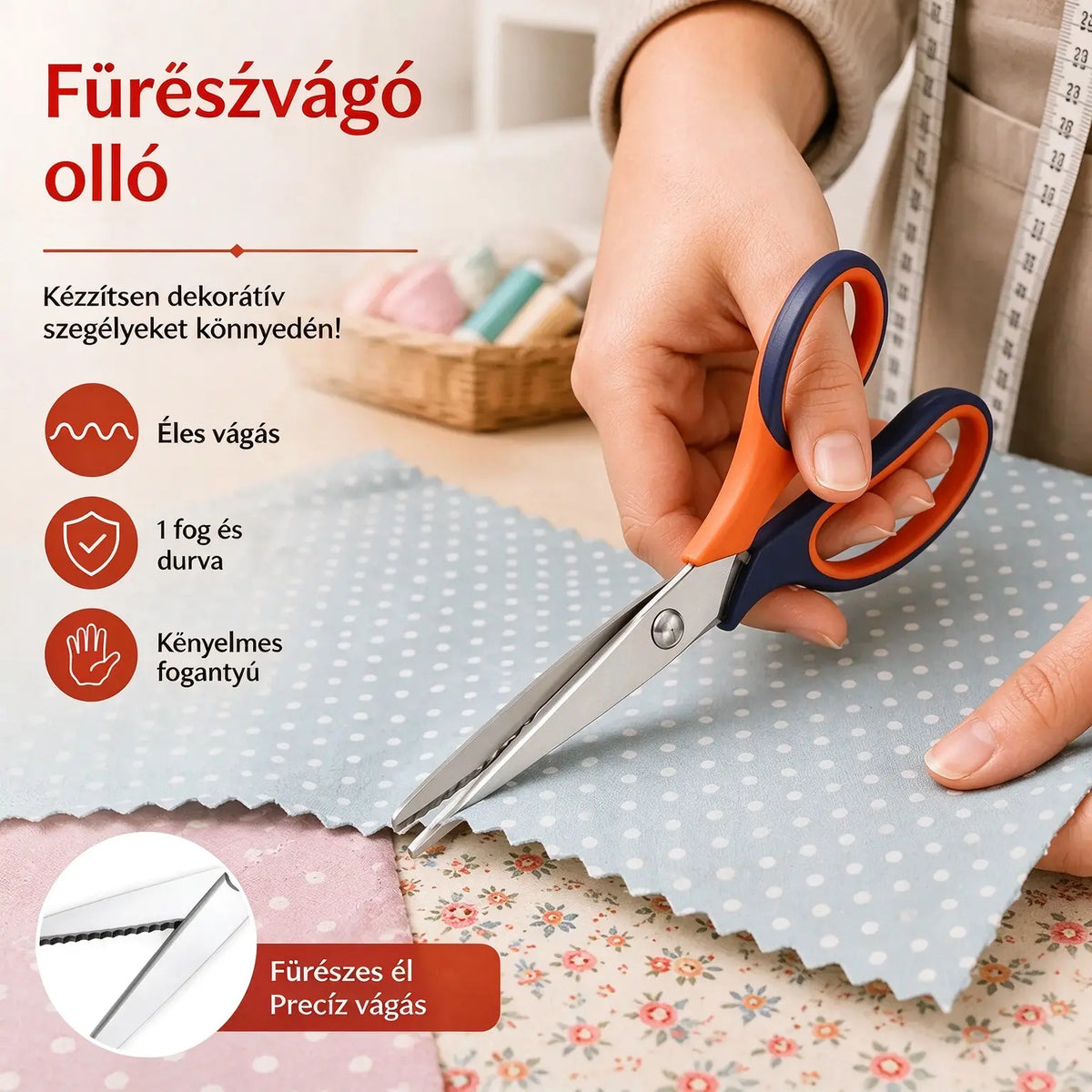 ✂️✂️ Professzionális fogazott olló - éles, fogazott olló szövetekhez