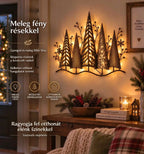 🎄🕯️ Vintage stílusú, erdei motívumos és világítással ellátott fém falidísz 🌙