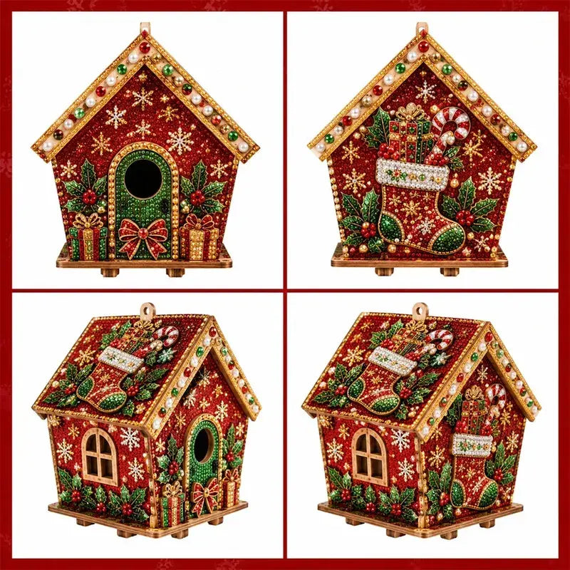 🎄🏠 3D fa karácsonyi házikó-készlet | Családi barkácsprojekt: összeállítható és díszíthető karácsonyi dísz