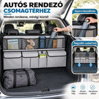 🚗📦 Függeszthető csomagtartó-rendszerező – mérete 105 x 51 cm, helyet szabadít fel a csomagtartó alján, kompatibilis SUV-okkal és családi autókkal, fekete és szürke színben kapható.