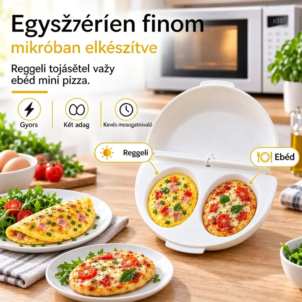 🔥Csak 7700 Ft 2 főre!🍳 Tökéletes reggeli percek alatt elkészül! Mikrós omlettforma 🥚