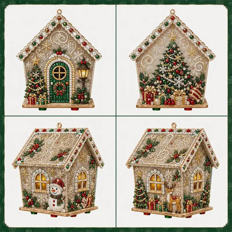 🎄🏠 3D fa karácsonyi házikó-készlet | Családi barkácsprojekt: összeállítható és díszíthető karácsonyi dísz