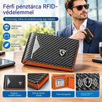 Stílusos, hordozható, RFID-árnyékolt, lopásgátlós férfi pénztárca