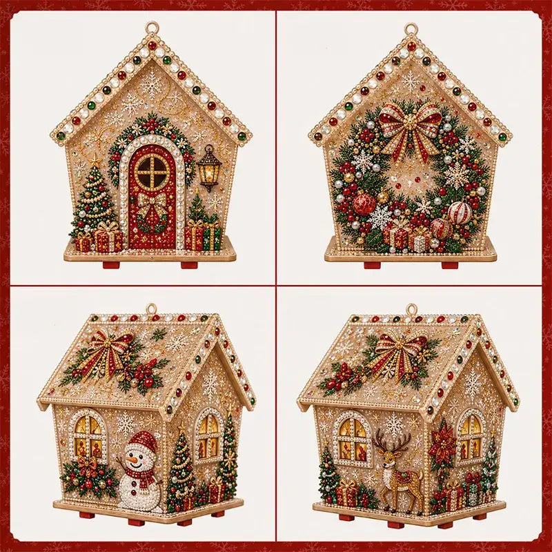 🎄🏠 3D fa karácsonyi házikó-készlet | Családi barkácsprojekt: összeállítható és díszíthető karácsonyi dísz