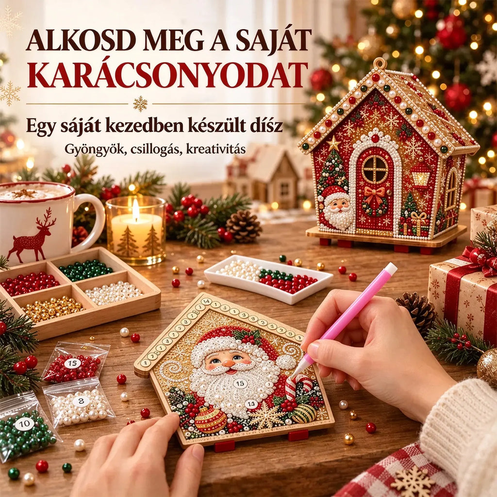 🎄🏠 3D fa karácsonyi házikó-készlet | Családi barkácsprojekt: összeállítható és díszíthető karácsonyi dísz