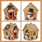 🎄🏠 3D fa karácsonyi házikó-készlet | Családi barkácsprojekt: összeállítható és díszíthető karácsonyi dísz