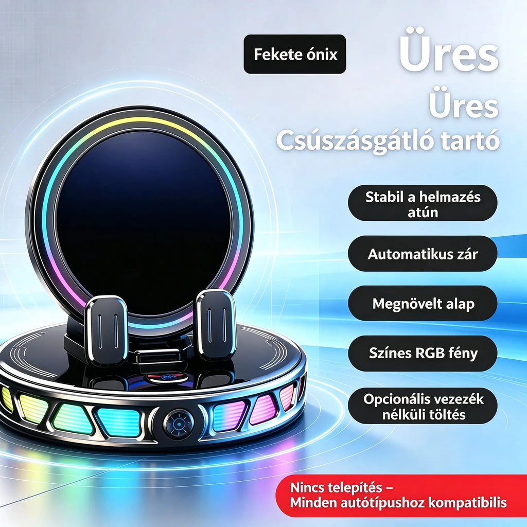 📱 RGB autós tartó automatikus rögzítéssel és 15 W-os vezeték nélküli töltéssel