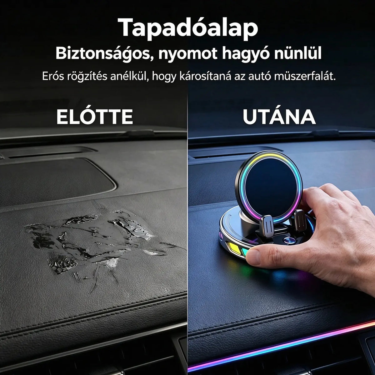📱 RGB autós tartó automatikus rögzítéssel és 15 W-os vezeték nélküli töltéssel