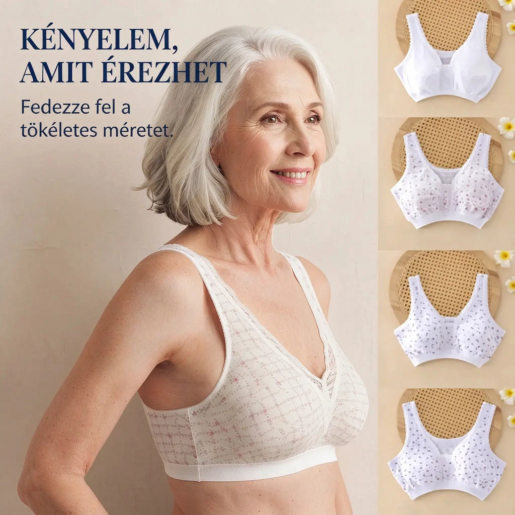 Utánvétes fizetés ✅【4 darabos készlet】 Tiszta pamut melltartók középkorú hölgyeknek (nagy méretek) – kényelmes és légáteresztő