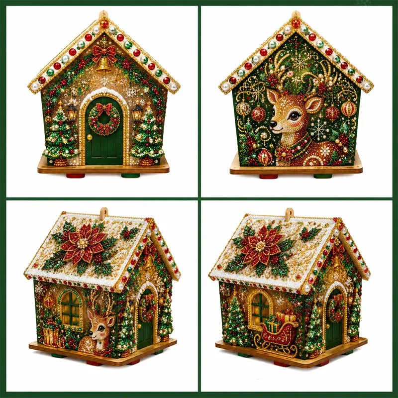 🎄🏠 3D fa karácsonyi házikó-készlet | Családi barkácsprojekt: összeállítható és díszíthető karácsonyi dísz