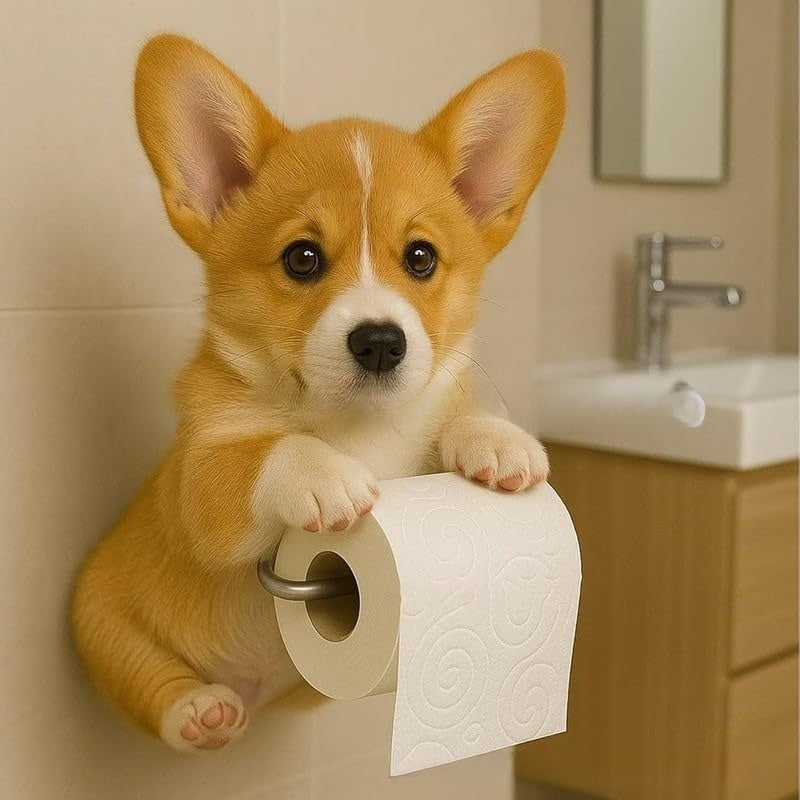 🐕 WC-papír-tartó aranyos kiskutyás mintával