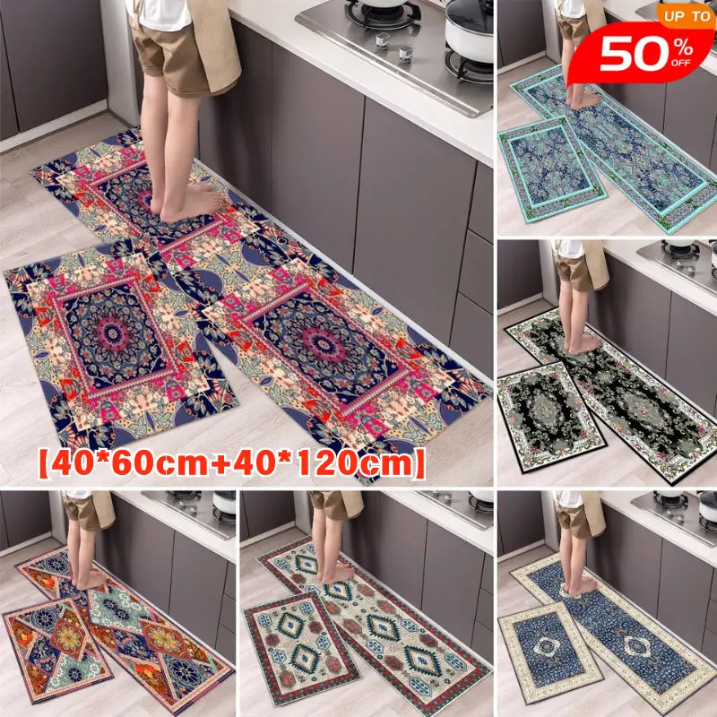 💥49% kedvezmény 【2 részes szett】🌺Csúszásgátló, nedvszívó konyhai szőnyeg 【40x60 cm + 40x120 cm】