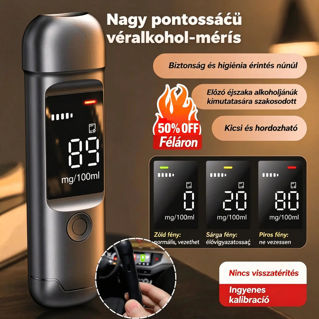 🍷 Nagy pontosságú, hordozható alkoholszonda – Ellenőrizze szintjét vezetés előtt