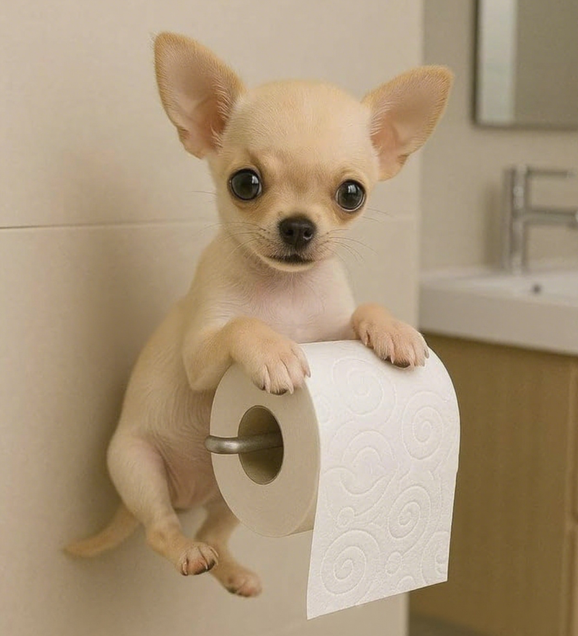 🐕 WC-papír-tartó aranyos kiskutyás mintával