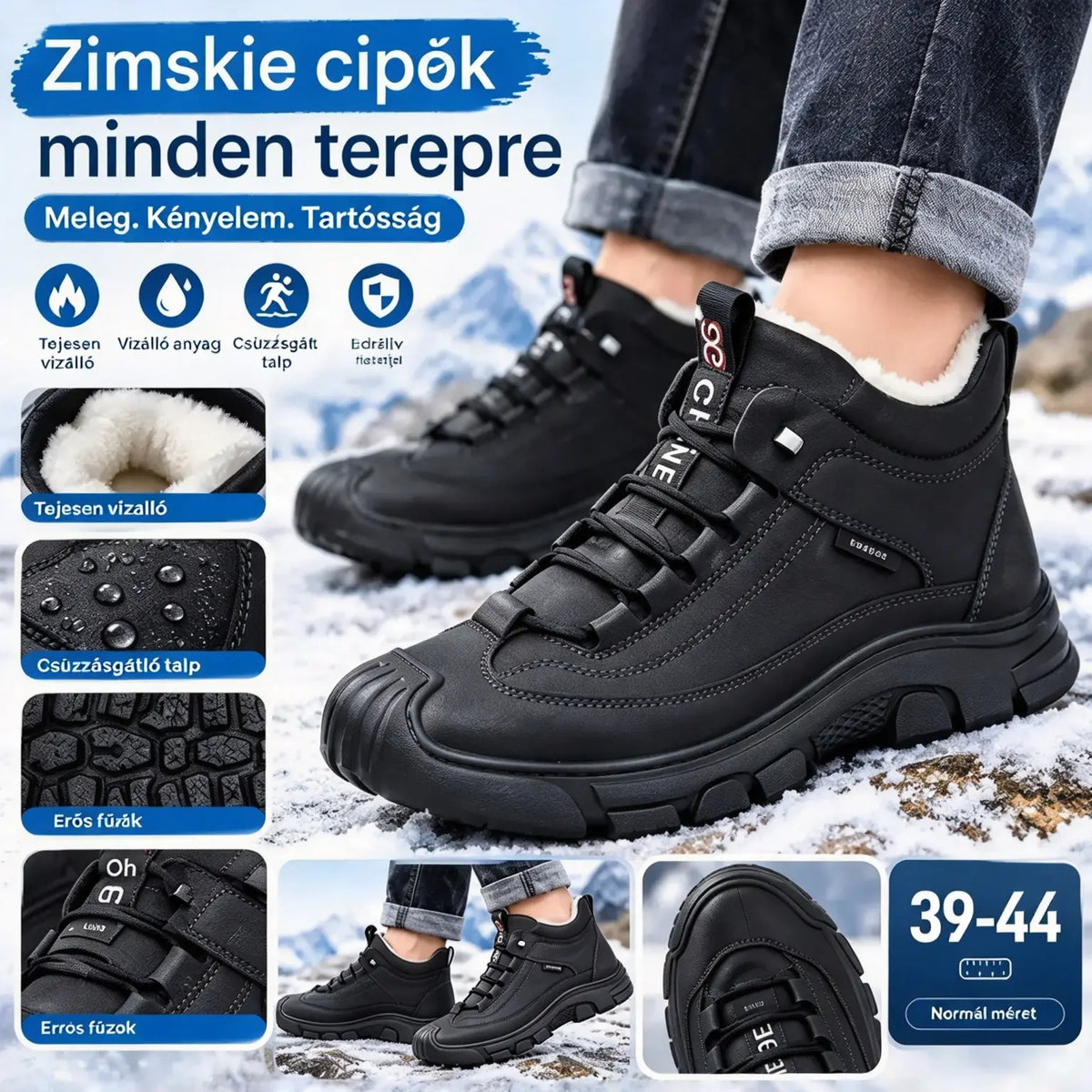 🔥🥾【39-44】Őszi és téli férfi vastagított bársony meleg csizma Valódi bőr magas sarkú csizma