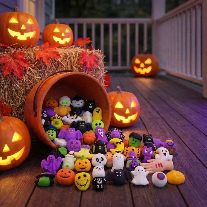 🎃 Halloween-témájú stresszoldó játékok; imádnivaló tök- és szellemformájú stresszlabdák.