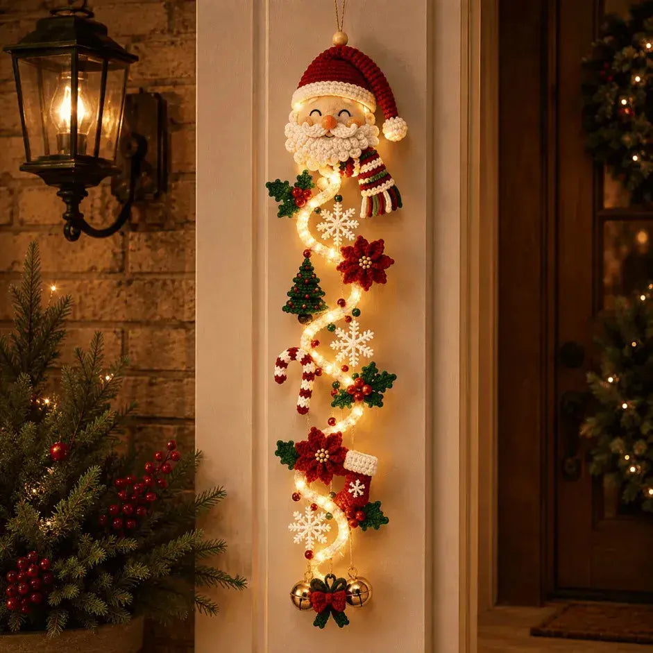 🎄 MerryCascade világító karácsonyi ajtódíszek | 6 ünnepi minta, meleg fény, 3D részletek és helytakarékos, függőleges kialakítás ✨