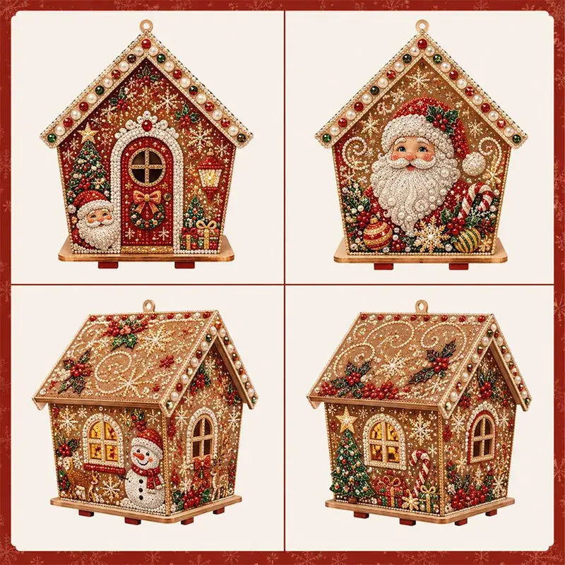 🎄🏠 3D fa karácsonyi házikó-készlet | Családi barkácsprojekt: összeállítható és díszíthető karácsonyi dísz