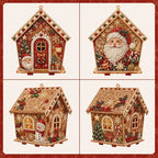 🎄🏠 3D fa karácsonyi házikó-készlet | Családi barkácsprojekt: összeállítható és díszíthető karácsonyi dísz