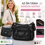 Modern, vintage stílusú női keresztpántos táska – puha műbőr (PU) anyag – többrekeszes kialakítás, nagy kapacitás