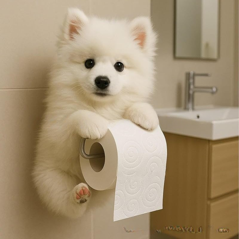 🐕 WC-papír-tartó aranyos kiskutyás mintával