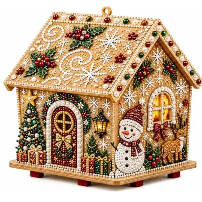 🎄🏠 3D fa karácsonyi házikó-készlet | Családi barkácsprojekt: összeállítható és díszíthető karácsonyi dísz