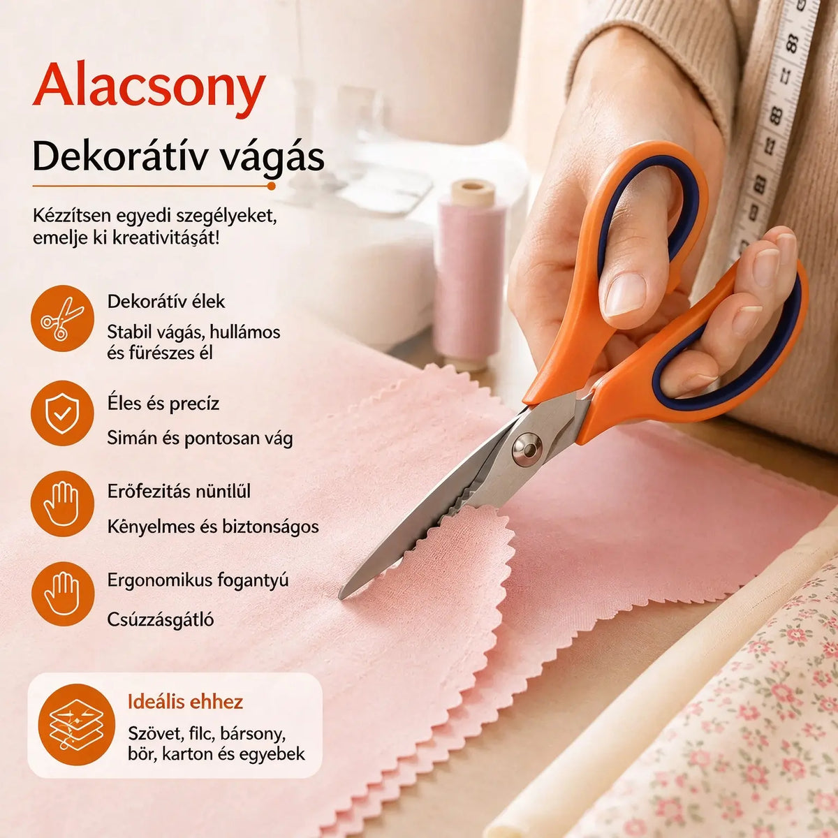 ✂️✂️ Professzionális fogazott olló - éles, fogazott olló szövetekhez