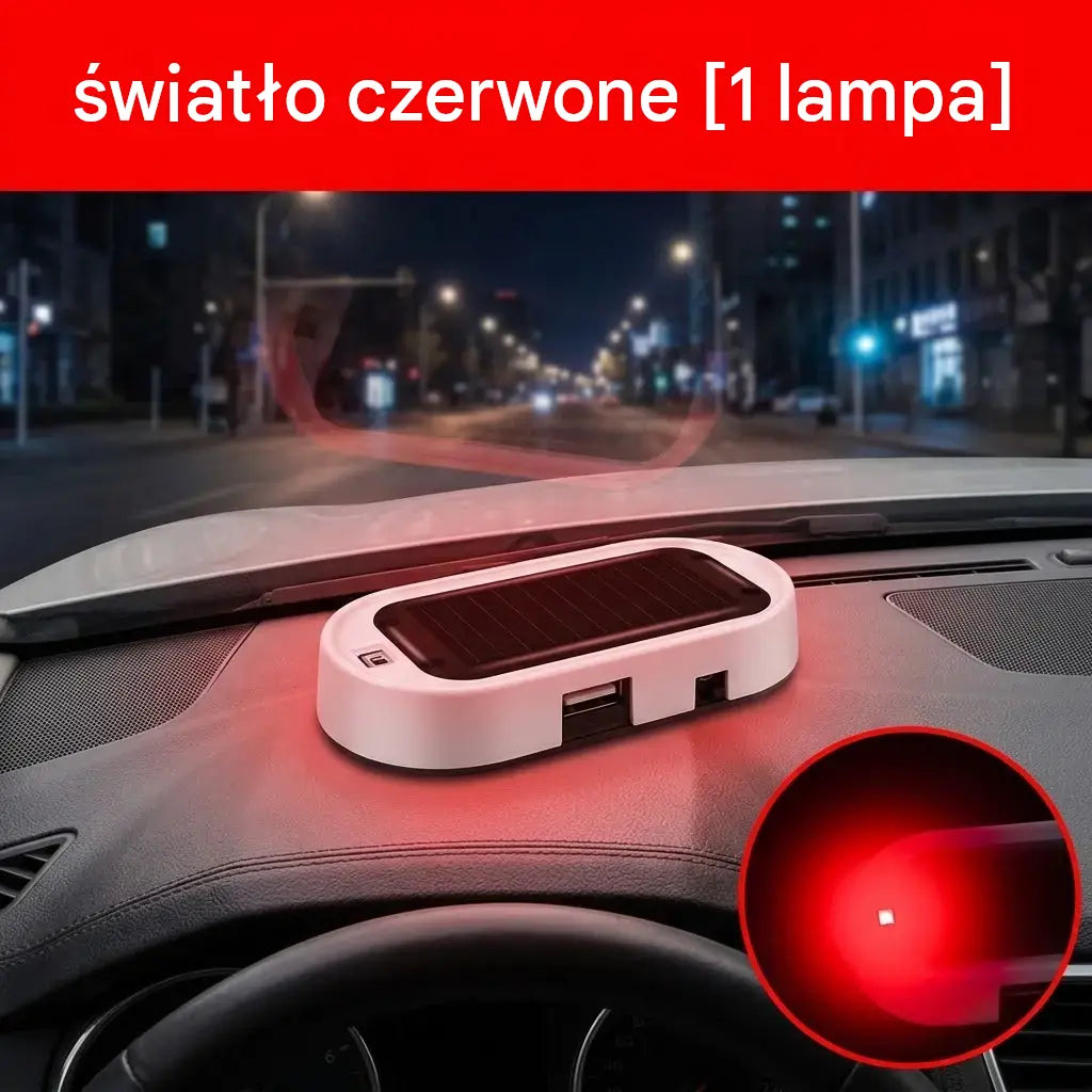 1 db 7500 Ft 🎁🚗💥 Kompakt lopásgátló LED figyelmeztető lámpa, napelemes