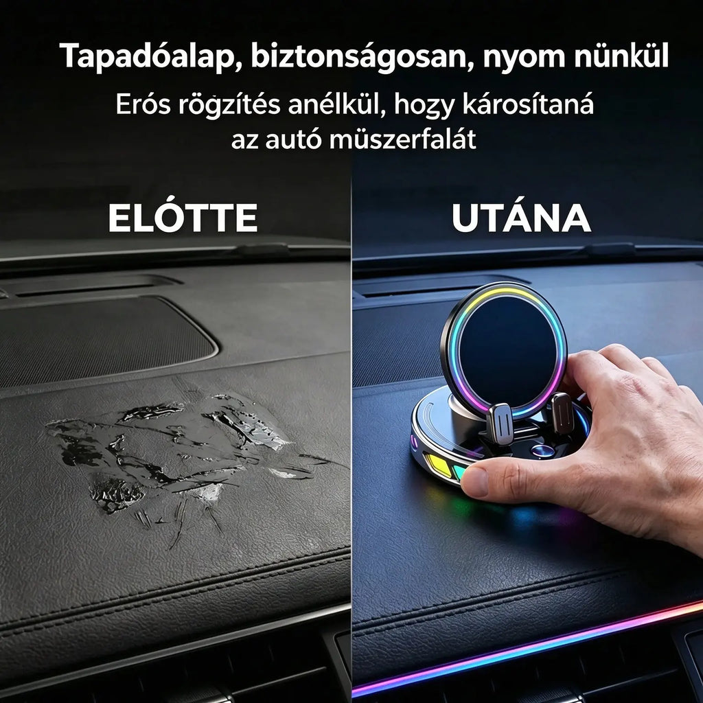 📱 RGB autós tartó automatikus rögzítéssel és 15 W-os vezeték nélküli töltéssel