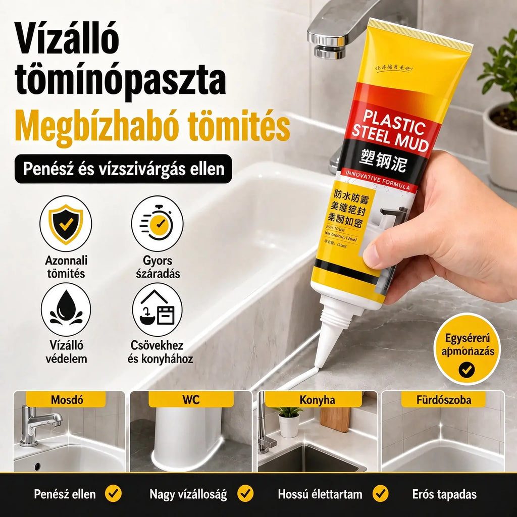 ✨ Többfunkciós, vízálló fehér tömítőanyag lehúzóval