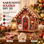 🎄🏠 3D fa karácsonyi házikó-készlet | Családi barkácsprojekt: összeállítható és díszíthető karácsonyi dísz